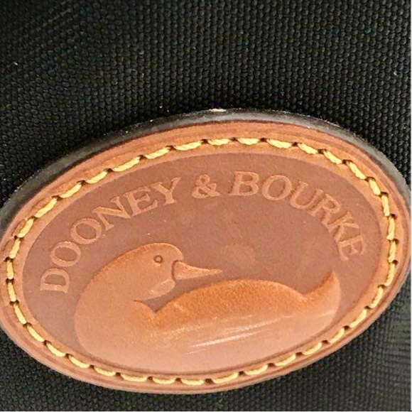 Dooney & Bourke Nylon Satchel Shoulder Bag Purse Black Tan Leather Trim EUC - Picture 9 of 10